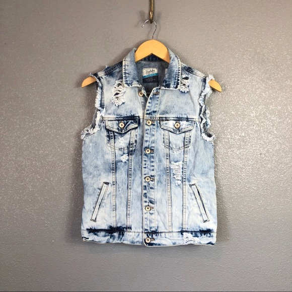 Zara Jackets & Blazers - Zara distressed denim sleeveless jacket sz small